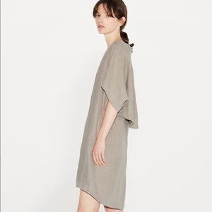 Black Crane Geometric Linen Dress La Garconne Sz M